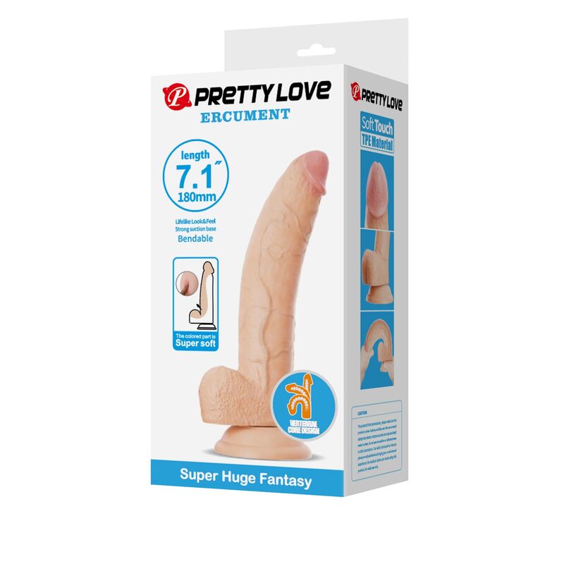 Pretty Love - Ellcument Realistic Flexible Dildo 18 Cm Ø 4.5 Cm Tpe Natural - Image 4