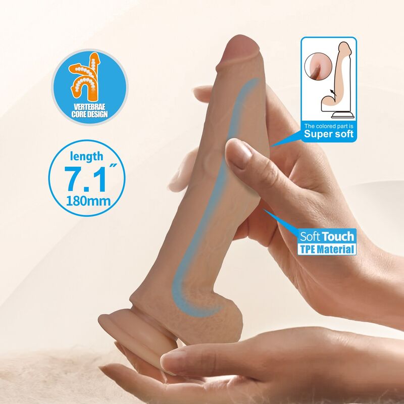 Pretty Love - Ellcument Realistic Flexible Dildo 18 Cm Ø 4.5 Cm Tpe Natural - Image 9