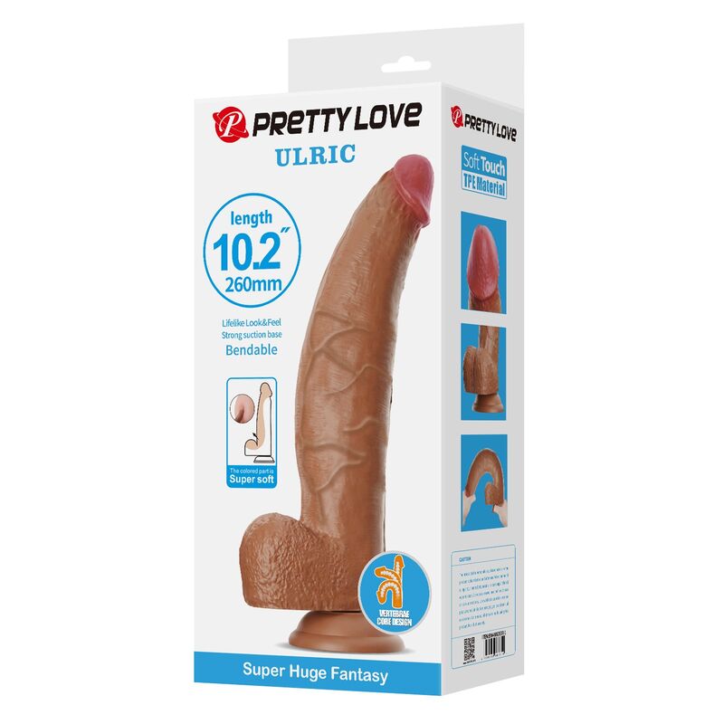 Pretty Love - Ulric Realistic Flexible Dildo 26 Cm Ø 5.5 Cm Tpe Brown - Image 3