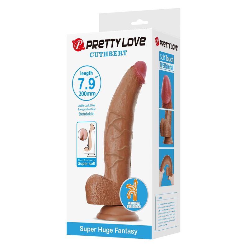 Pretty Love - Cuthbert Realistic Flexible Dildo 20 Cm Ø 5 Cm Tpe Brown - Image 4