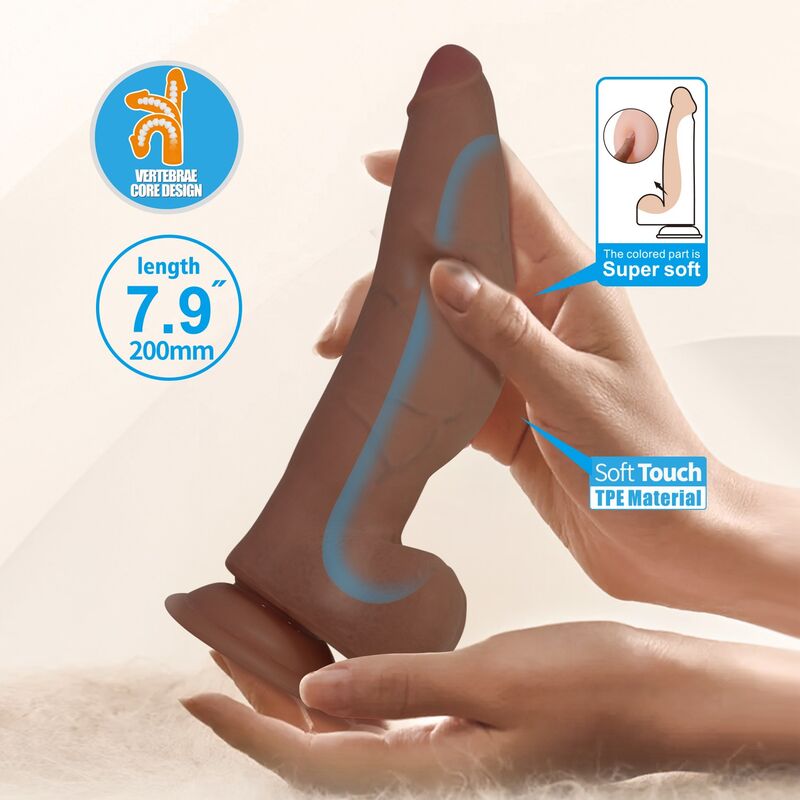 Pretty Love - Cuthbert Realistic Flexible Dildo 20 Cm Ø 5 Cm Tpe Brown - Image 9