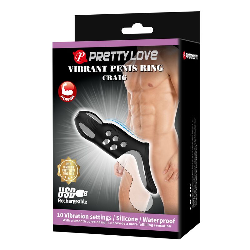 Pretty Love - Craig Anneau Pénis Vibrant Rechargeable Noir - Image 3