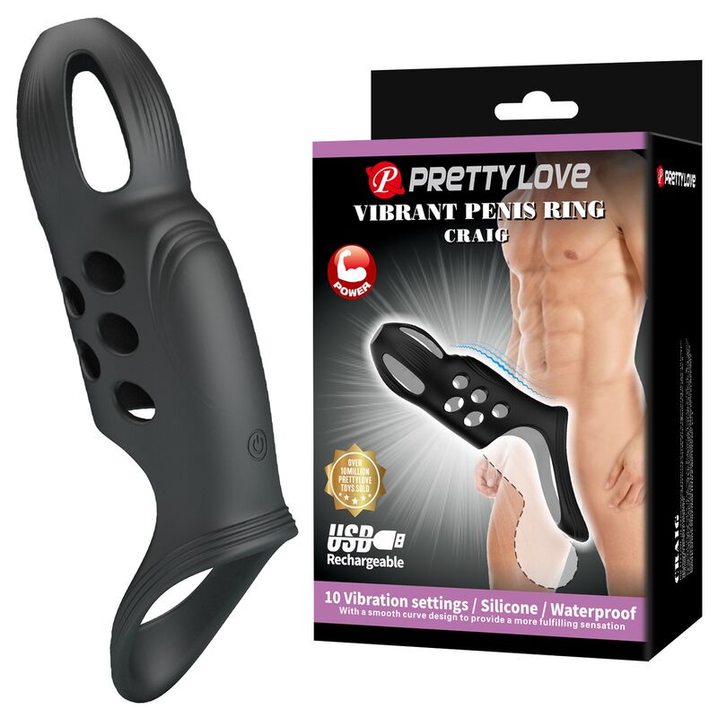 Pretty Love - Craig Anneau Pénis Vibrant Rechargeable Noir - Image 11