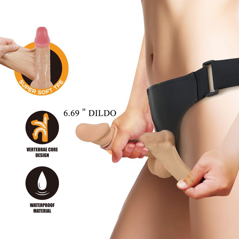 Pretty Love - Zane Harness With Flexible Dildo 17 Cm Ø 4.3 Cm Natural - Image 8