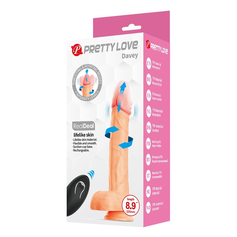 Pretty Love - Davey Thrusting & Rotating Vibrating Dildo Remote Control 22.5 Cm Ø 4.8 Cm Natural - Image 10