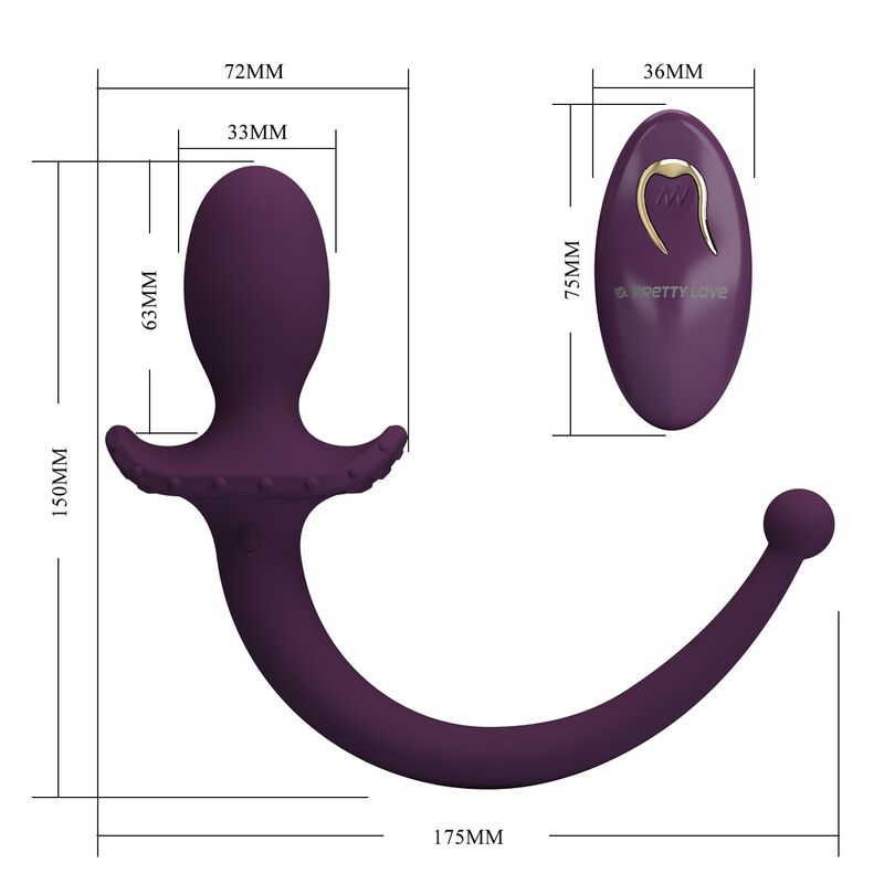 Pretty Love - Lioea Vibrating Anal Plug With Tail 12 Functions Purple Remote Control - Image 11