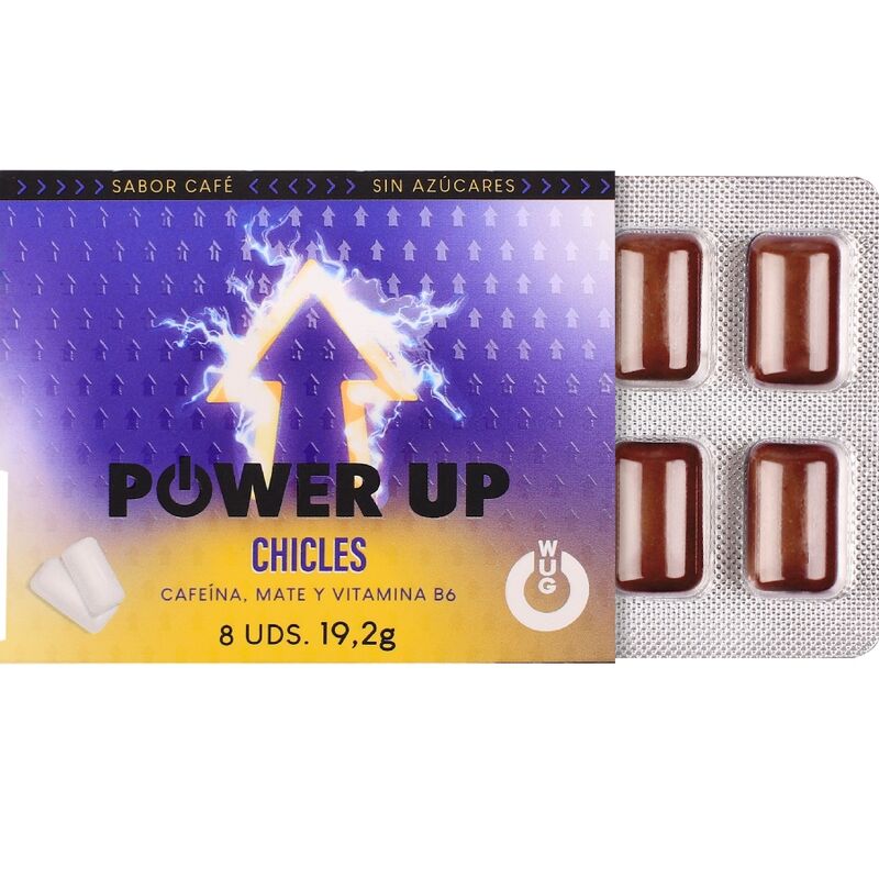 WUG Power Up - Chewing-gum énergisant pour la concentration et l'endurance - Plaquette thermoformée de 8 unités - Image 3