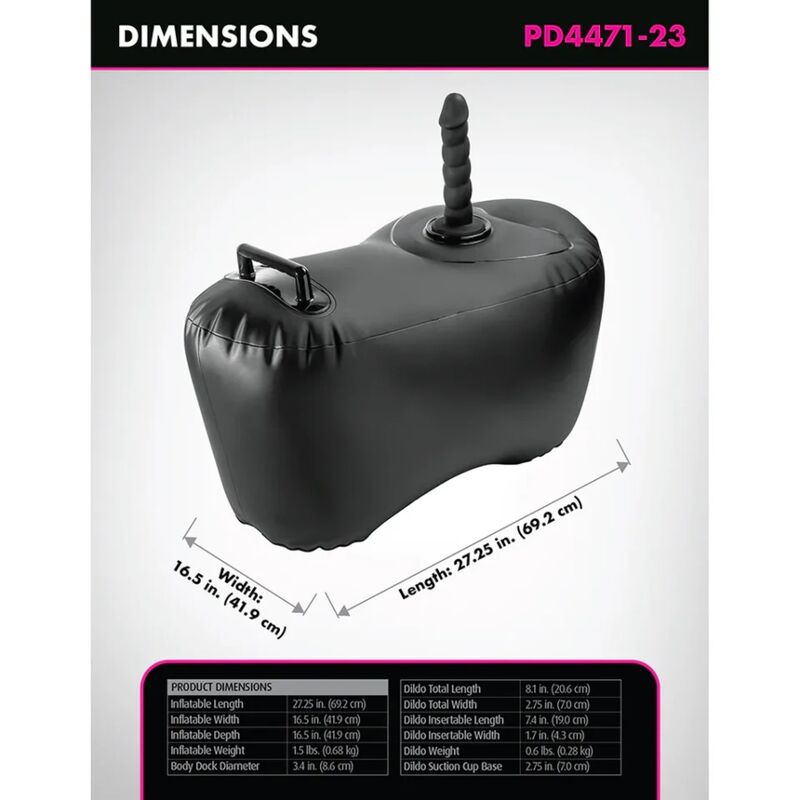 FETISH FANTASY SERIES - BODY DOCK SIÈGE GONFLABLE AVEC GODEMICHET 69,2 CM NOIR - Image 7