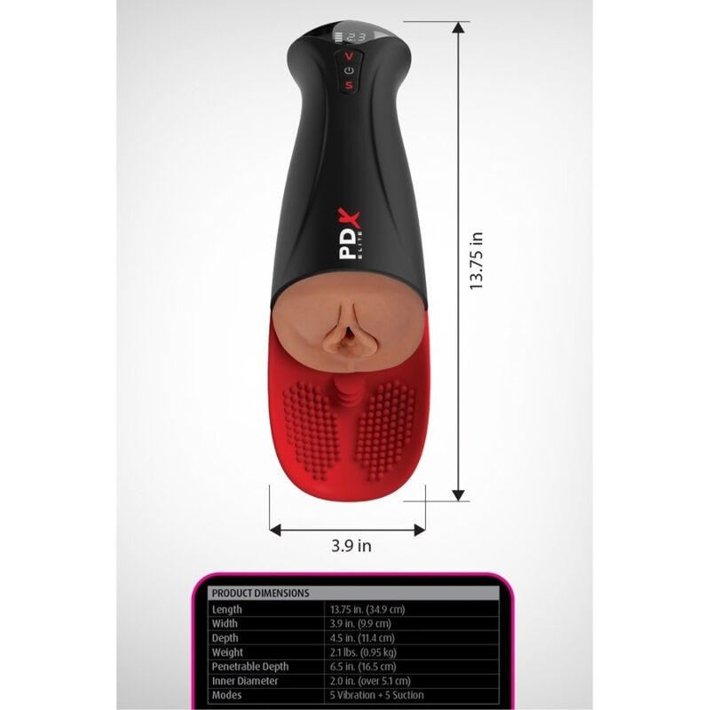 PDX ELITE - FAP-O-MATIC PRO XL, masturbateur vibrant automatique, marron, 34,9 cm - Image 6