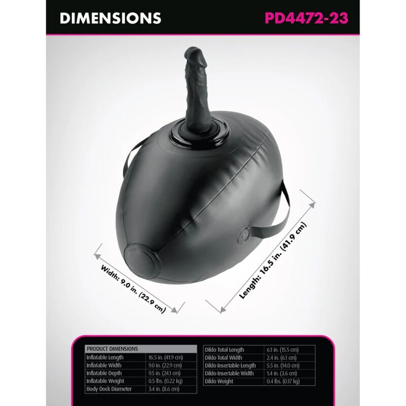FETISH FANTASY SERIES - BODY DOCK BOULE GONFLABLE AVEC GODEMICHET NOIR 41,9 CM - Image 6