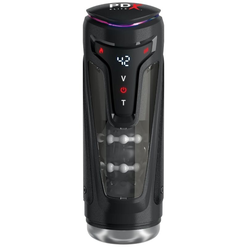 PDX ELITE - MOTO-BATOR PRO MASTURBATEUR À POUSSE AUTOMATIQUE VIBRANT ET CHAUFFANT 26,5 CM - Image 3