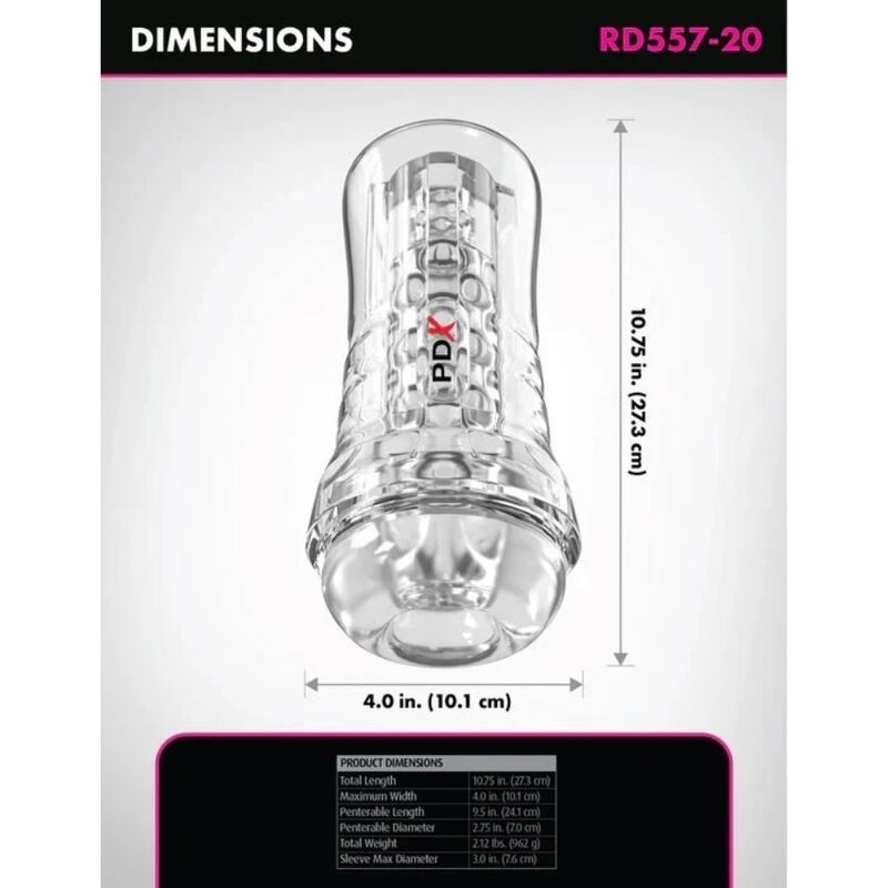 PDX ELITE - VIEWTUBE PLUS SEE-THRU EZ-GRIP TRANSPARENT STROKER 21 CM - Image 4