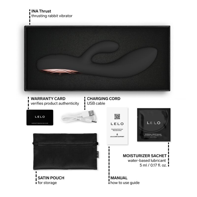 LELO - INA THRUST RABBIT VIBRATEUR À POUSSÉE NOIR - Image 10
