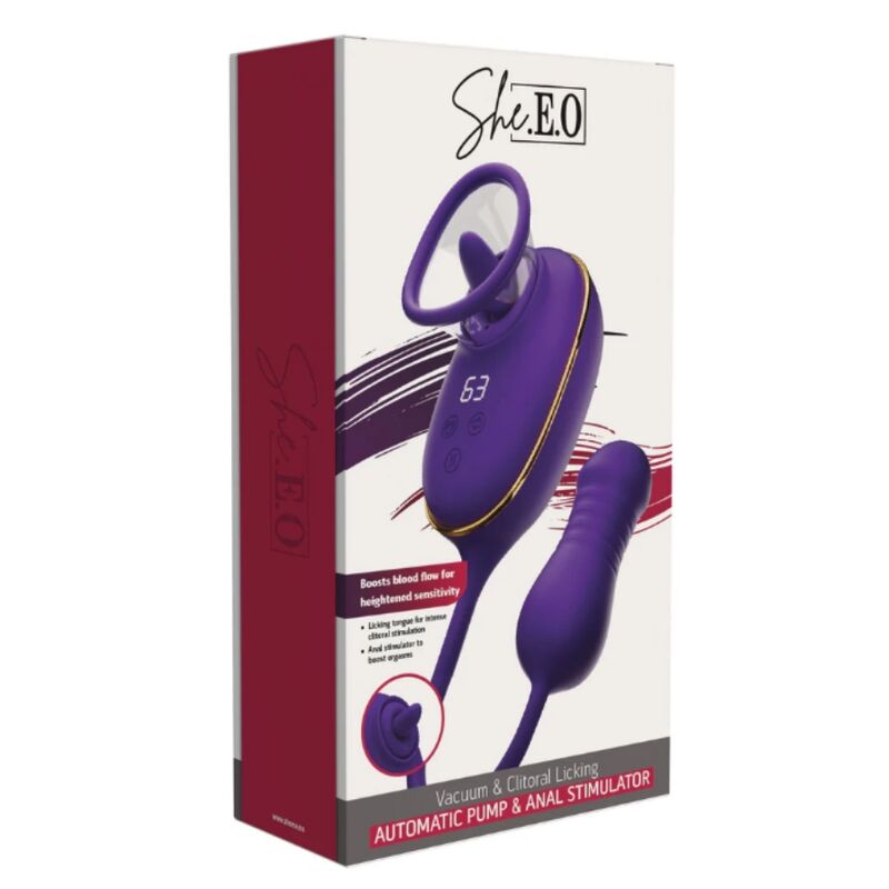 SHE.E.O - SUCCION CLITORIALE AVEC EFFET DE LÉCHAGE ET STIMULATEUR ANAL VIOLET - Image 6