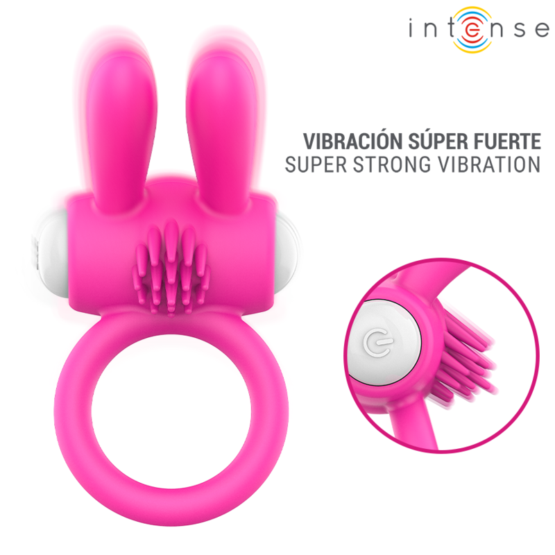 Intense - Hopps Vibrating Penis Ring With Clitoral Stimulation Pink - Image 4