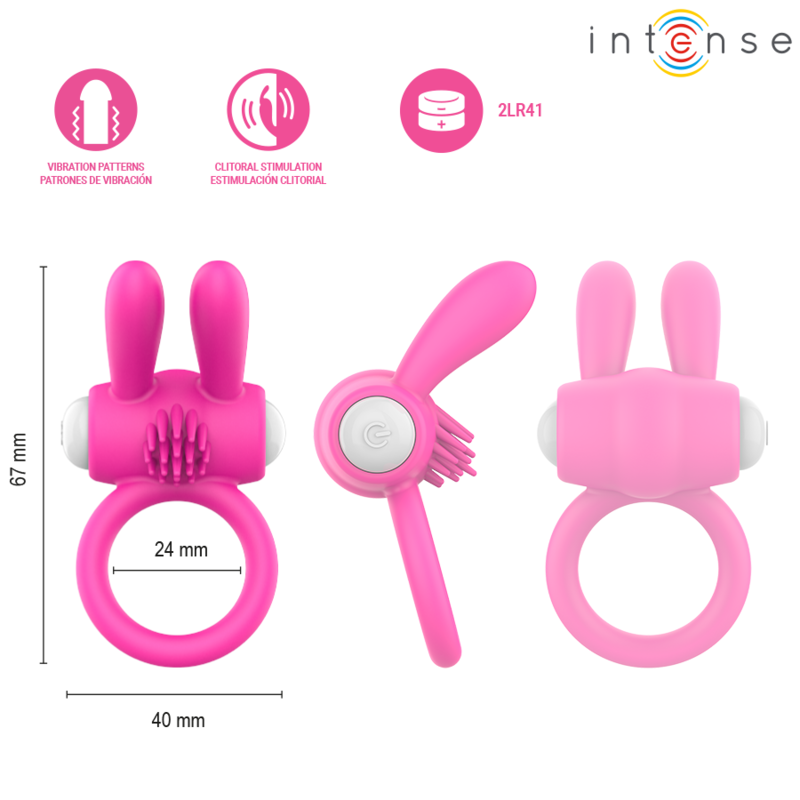 Intense - Hopps Vibrating Penis Ring With Clitoral Stimulation Pink - Image 5