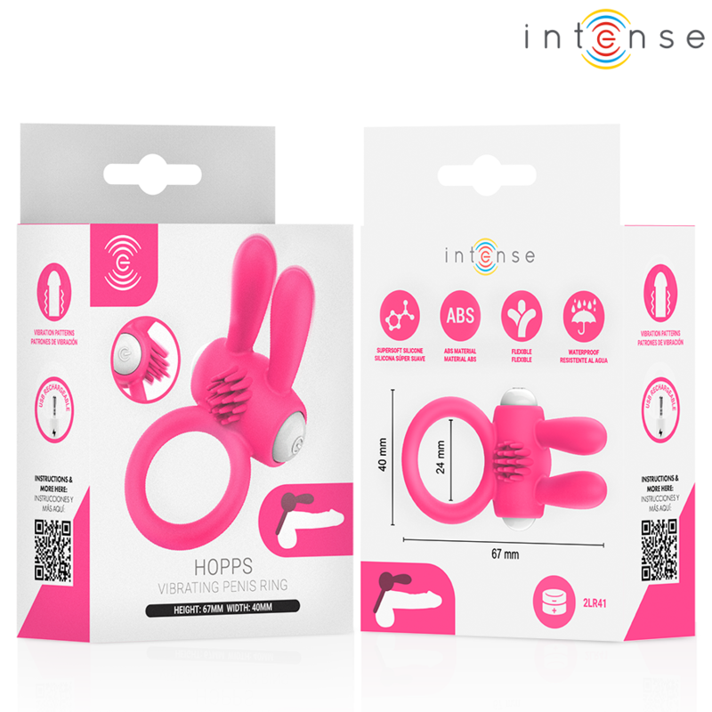 Intense - Hopps Vibrating Penis Ring With Clitoral Stimulation Pink - Image 6
