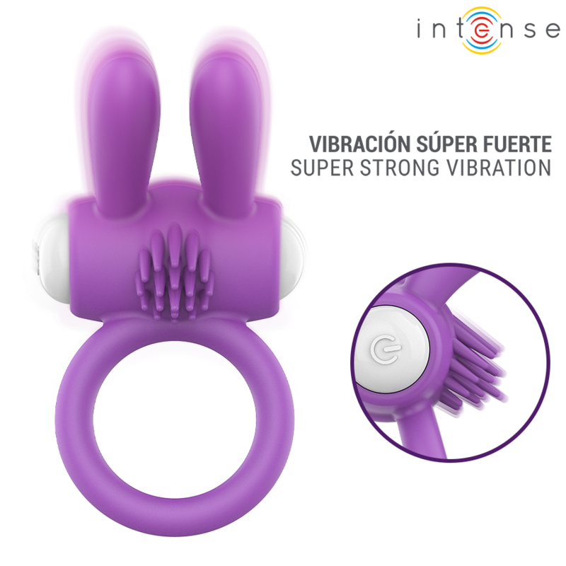 Intense - Hopps Vibrating Penis Ring With Clitoral Stimulation Purple - Image 4