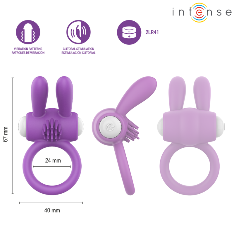 Intense - Hopps Vibrating Penis Ring With Clitoral Stimulation Purple - Image 5