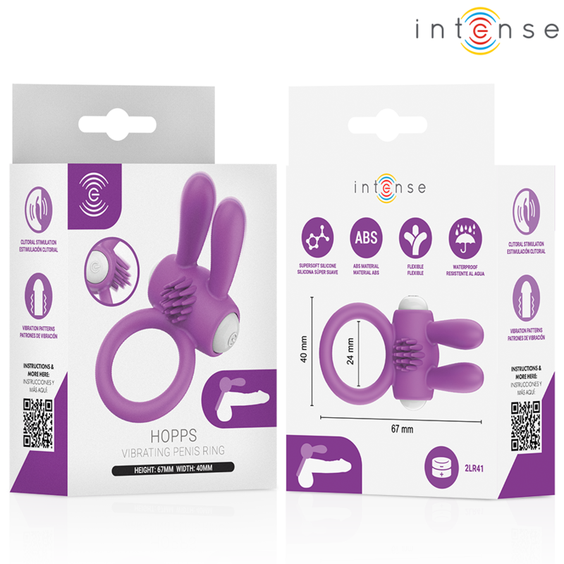 Intense - Hopps Vibrating Penis Ring With Clitoral Stimulation Purple - Image 6