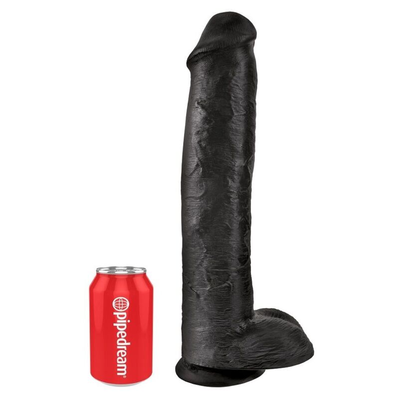 King Cock - Realistic Dildo With Testicles 38 Cm Black - Image 5