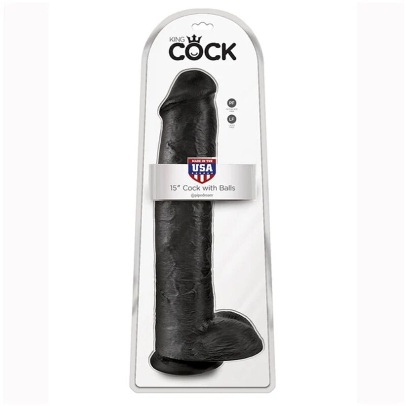 King Cock - Realistic Dildo With Testicles 38 Cm Black - Image 6