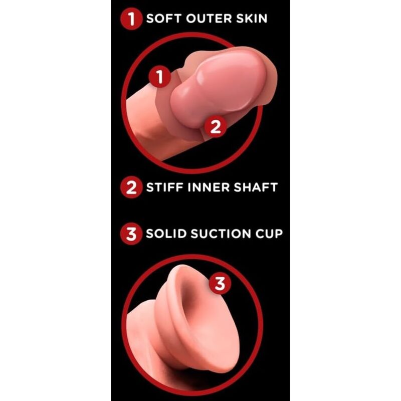 King Cock Plus - Triple Density Realistic Dildo With Swinging Testicles 23 Cm Flesh - Image 6