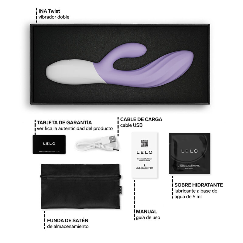 Lelo - Ina Twist Double Vibrateur Lapin Pour Le Point G Et Le Clitoris Lavande - Image 7