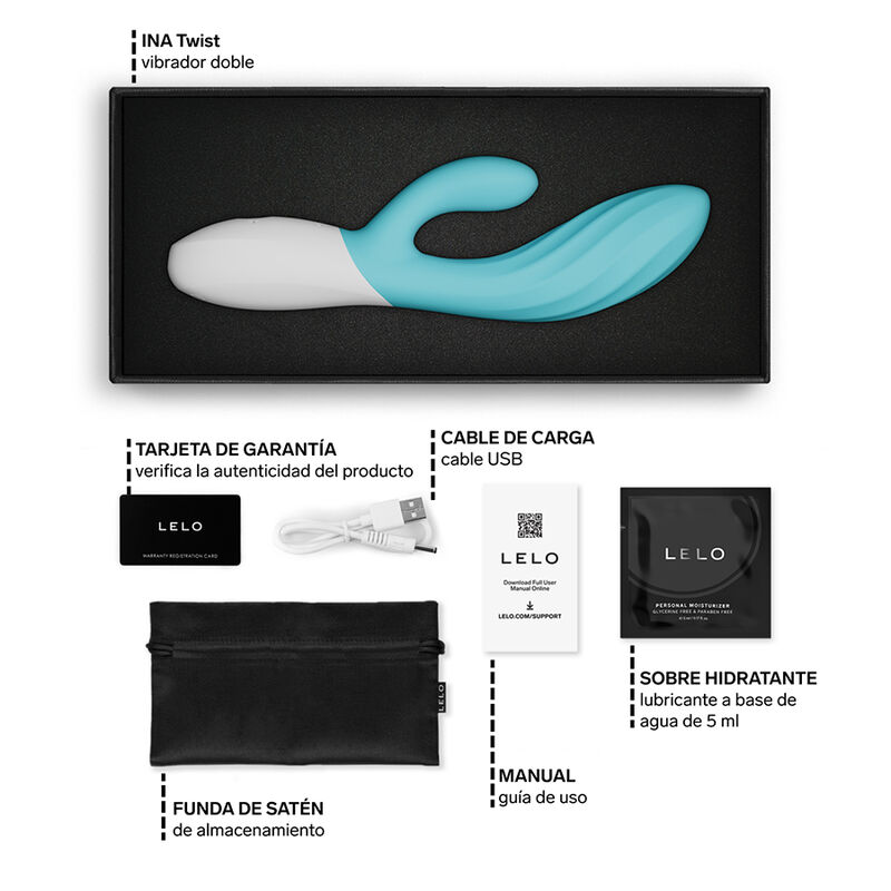Lelo - Ina Twist Double Vibrateur Lapin Pour Le Point G Et Le Clitoris Bleu - Image 7
