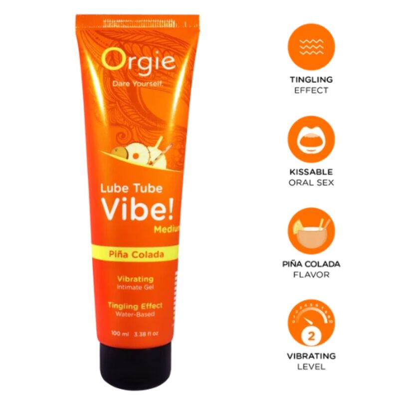 Orgie - Lubrifiant Tube Vibe! Piña Colada Gel Intime Kissable Moyen Piquant 100 Ml