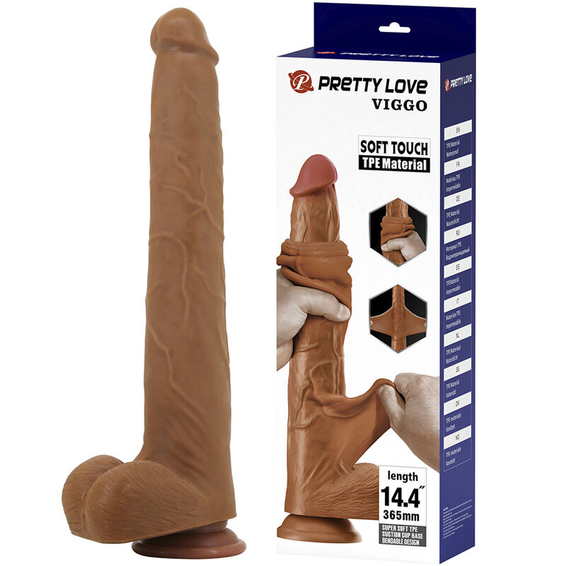 Pretty Love - Viggo Realistic Soft-Touch Skin-Sliding Dildo 36,5 Cm Brown - Image 19