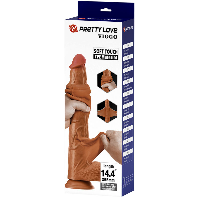 Pretty Love - Viggo Realistic Soft-Touch Skin-Sliding Dildo 36,5 Cm Brown - Image 20