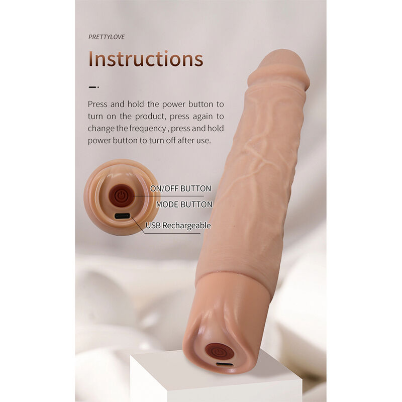 Pretty Love - Kessler Realistic Vibrating Dildo With 10 Vibration Modes And 10 Throws, 22 Cm Natural - Image 11