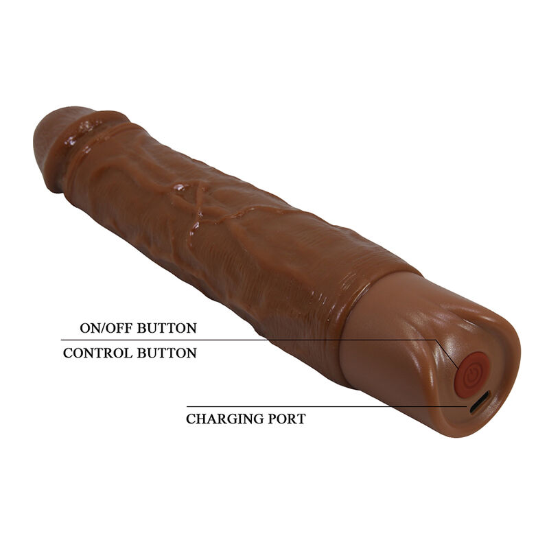 Pretty Love - Kessler Realistic Vibrating Dildo With 10 Vibration Modes And 10 Throws, 22 Cm, Brown - Image 12