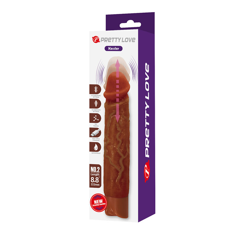 Pretty Love - Kessler Realistic Vibrating Dildo With 10 Vibration Modes And 10 Throws, 22 Cm, Brown - Image 16