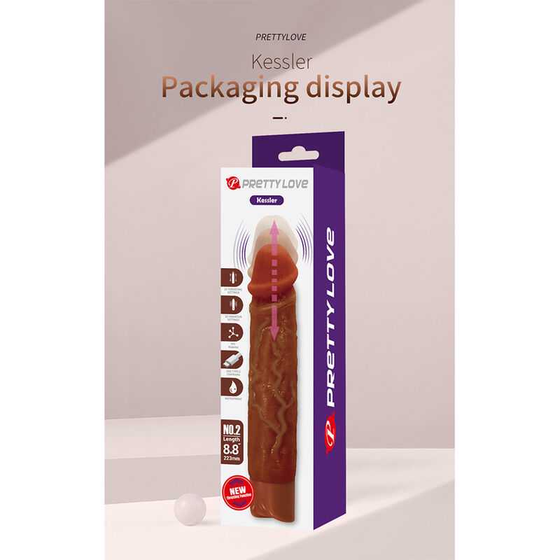 Pretty Love - Kessler Realistic Vibrating Dildo With 10 Vibration Modes And 10 Throws, 22 Cm, Brown - Image 17