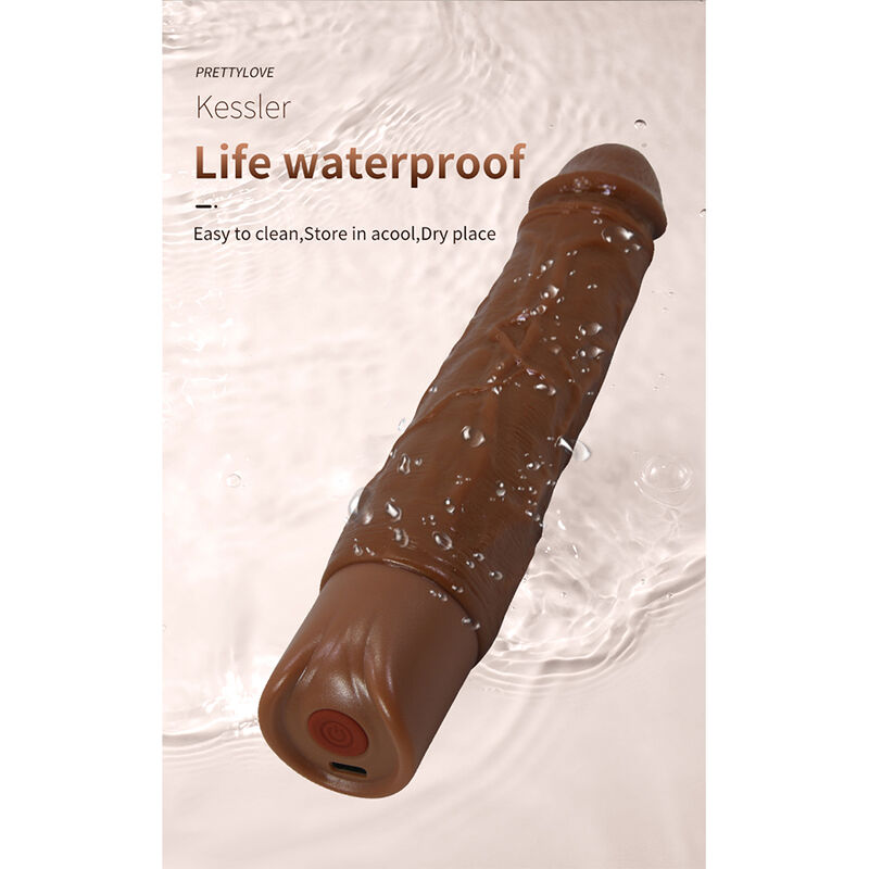 Pretty Love - Kessler Realistic Vibrating Dildo With 10 Vibration Modes And 10 Throws, 22 Cm, Brown - Image 7