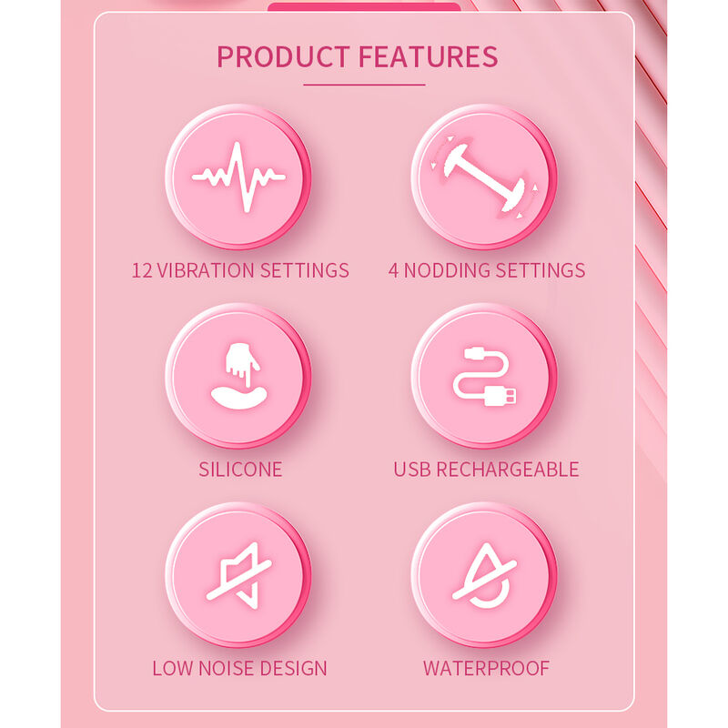 Pretty Love - Duden Vibrateur En Silicone Rechargeable 12 Modes De Vibration Et 3 Modes De Bascule Rose - Image 15