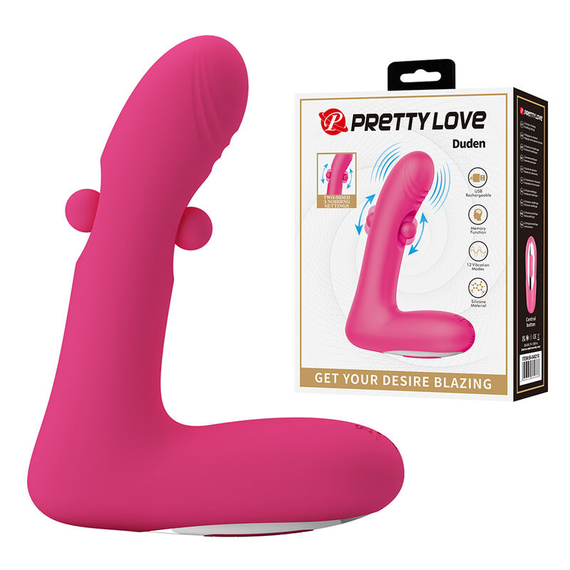 Pretty Love - Duden Vibrateur En Silicone Rechargeable 12 Modes De Vibration Et 3 Modes De Bascule Rose - Image 17