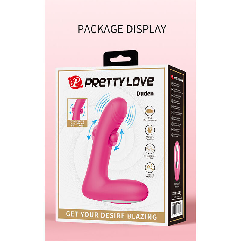 Pretty Love - Duden Vibrateur En Silicone Rechargeable 12 Modes De Vibration Et 3 Modes De Bascule Rose - Image 18