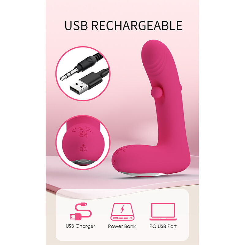 Pretty Love - Duden Vibrateur En Silicone Rechargeable 12 Modes De Vibration Et 3 Modes De Bascule Rose - Image 8