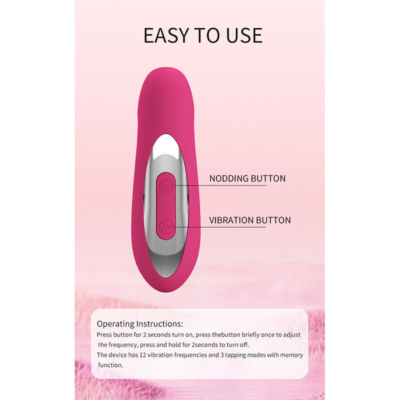 Pretty Love - Duden Vibrateur En Silicone Rechargeable 12 Modes De Vibration Et 3 Modes De Bascule Rose - Image 10