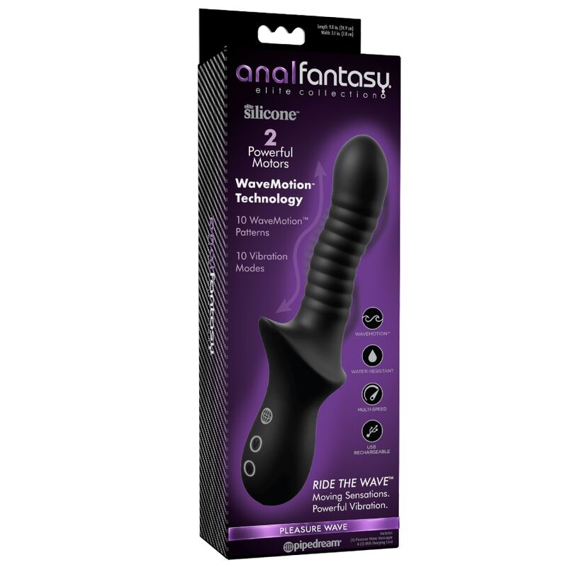 Anal Fantasy Elite - Masseur Anal Noir Rechargeable Pleasure Wave - Image 4