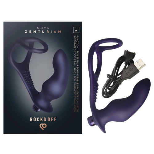 Rocks-Off - Nova Zenturian Plug Vibrant Pour La Prostate Avec Anneaux 16 Modes Bleu Foncé - Image 10