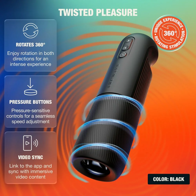 Arcwave - Orbit Masturbateur Masculin Rotatif À 360° Avec Contrôle Par Application Noir - Image 7