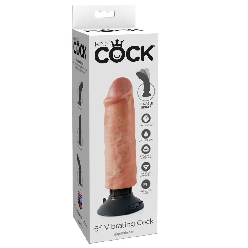 KING COCK - 15.24 CM VIBRATING COCK FLESH - Image 3