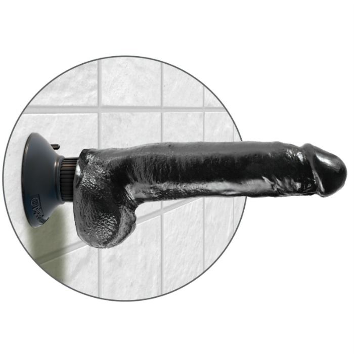 KING COCK - 23 CM VIBRATING COCK WITH BALLS BLACK - Image 5