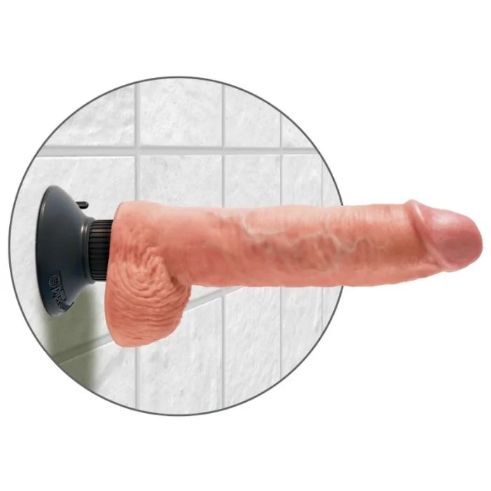King Cock - Gode Vibrant Avec Testicules 25.5 Cm Couleur Naturelle - Image 5