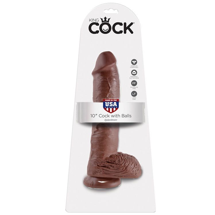KING COCK - 10 DILDO BROWN WITH BALLS 25.4 CM - Image 3