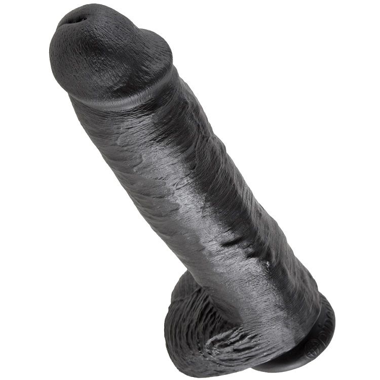 KING COCK - GODE NOIR AVEC BOULES 28 CM